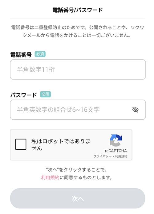 ワクワクメールの登録の流れ3